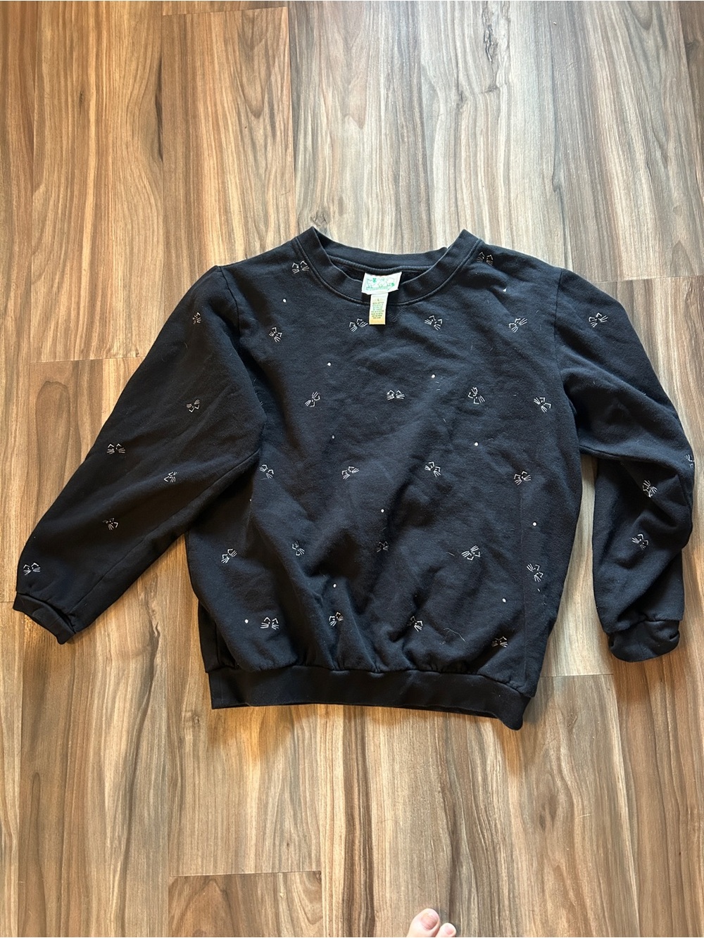 Quacker Factory Vintage Cat Rhinestone Sweatshirt Black Size Large